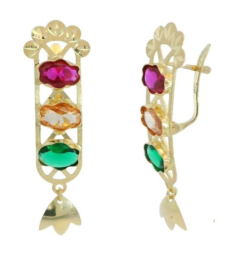 [8563] PENDIENTES SEMAFORO  36MM CON CIRCONITAS OVALES DE 7x5MM