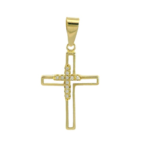 [5955] 18x12MM CROSS PENDANT WITH CZ.