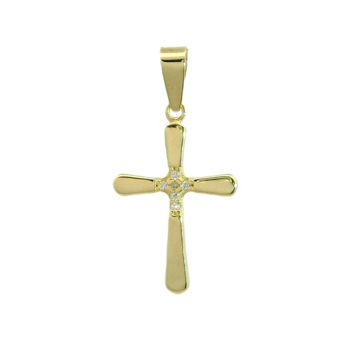 [5956] 17x12MM GOLD CROSS PENDANT WITH CZ.