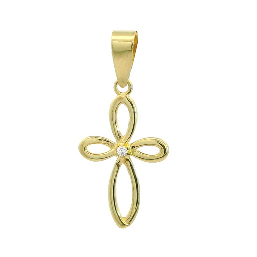 [5957] 15x10MM CROSS PENDANT WITH CZ.