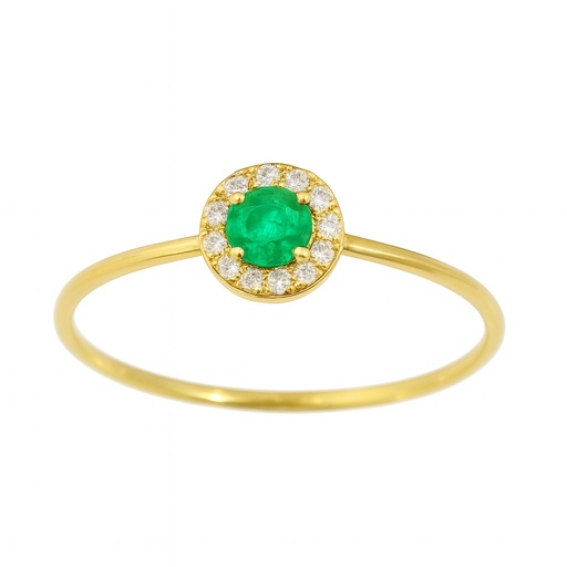 [5959/SE] 3MM EMERALD AND CZ RING.