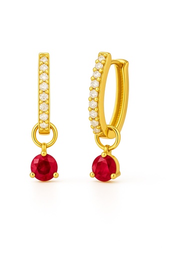[5960R] PENDIENTES ARO DESMONTABLE RUBI 3MM Y CIRCONITAS.17x1'5MM.