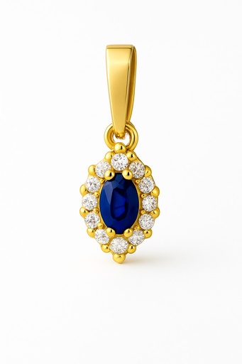 [5961CZ] 3x2 SHAPPIRE AND CZ SHUTTLE PENDANT.8x5MM.