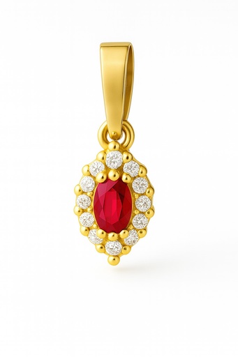 [5961CR] RUBI AND CZ SHUTTLE PENDANT.