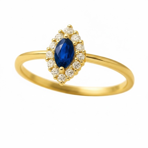 [5961/SZ] 3x2MM SHAPPIRE AND CZ SHUTTLE RING.