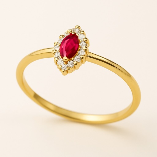 [5961/SR] 3x2MM RUBI AND CZ RING.