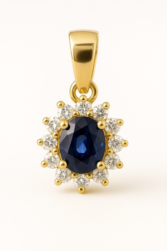 [5962CZ] 4x3 MM SHAPPIRE AND CZ PENDANT.