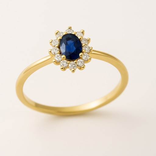 [5962/SZ] 4x3MM SHAPPIRE AND CZ RING.