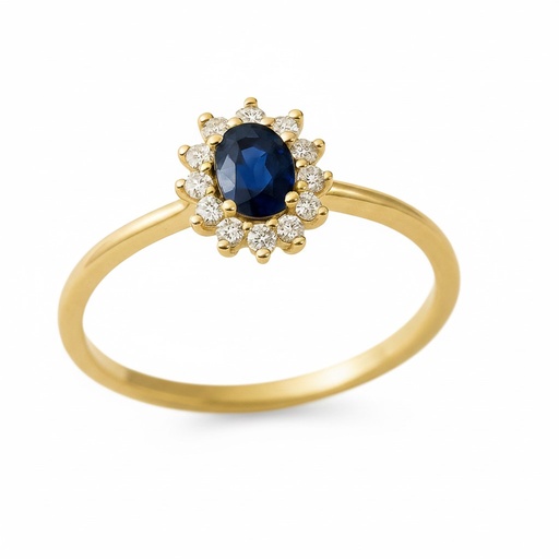 [5962/SZ] 4x3MM SHAPPIRE AND CZ RING.