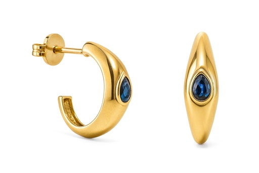 [5963Z] 12x3MM HOOP EARRINGS WITH 3x2MM EMERALD.