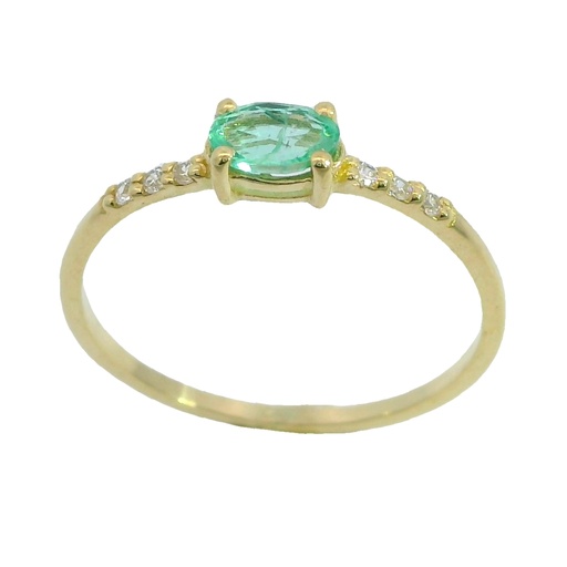 [5966/SE] 5x3MM  OVAL EMERALD AND CZ RING.