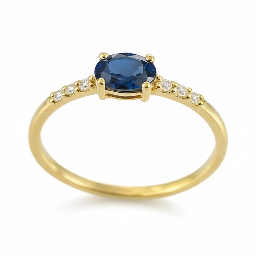 [5966/SZ] 5x3MM OVAL SHAPPIRE AND CZ RING.