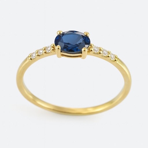 [5966/SZ] SORTIJA ZAFIRO OVAL DE  5x3MM Y CIRCONITAS.