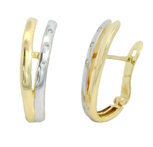 [5977] 16x5MM HALF HOOP TWO TONE EARRINGS.