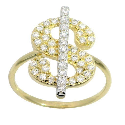 [5985] DOLAR SYMBOL RING WITH CZ.