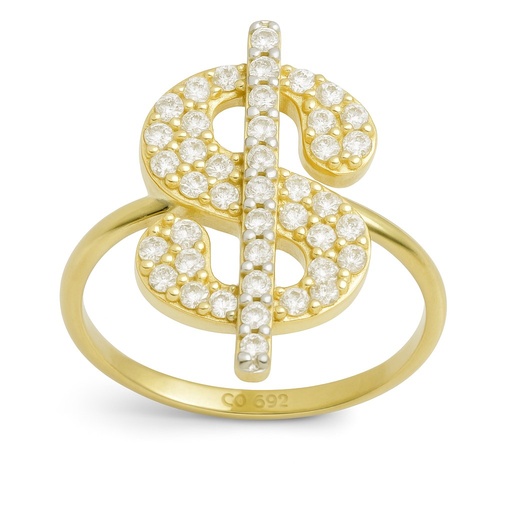 [5985] DOLAR SYMBOL RING WITH CZ.