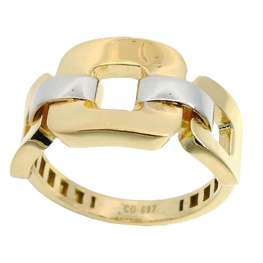 [00057] TWO TONE LINK GOLD RING.