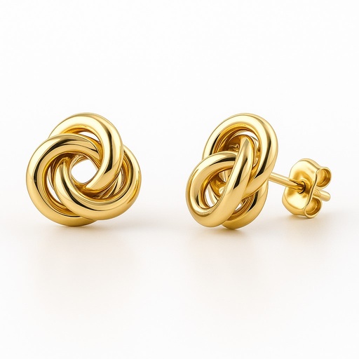 [3524] PENDIENTES NUDO TRIPLE AMARILLO 9MM.PRESION
