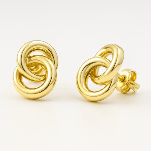 [3525] PENDIENTES NUDO DOBLE AMARILLO 9'5MM.PRESION