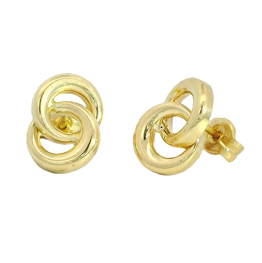 [3525] PENDIENTES NUDO DOBLE AMARILLO 9'5MM.PRESION