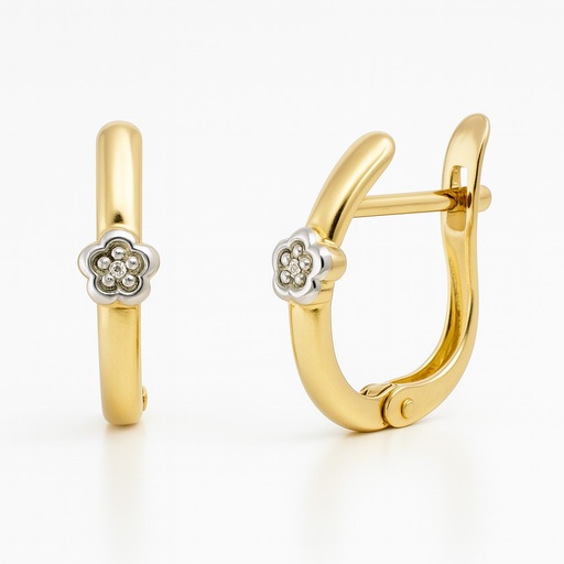 [00065] TWO TONE FLOWER EARRINGS.LEVERBACK.