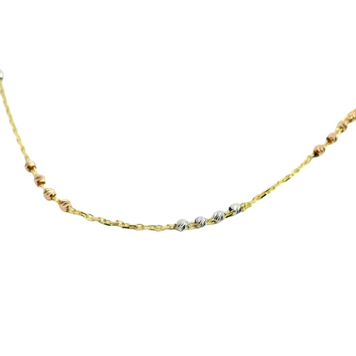 [00073] TRI COLOR CARVED BALLS NECKLACE.