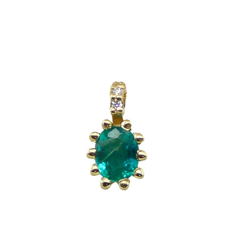 [B4156/CE] COLGANTE ESMERALDA OVAL 5x4MM 3 BRILLANTES 1MM H-SI 0.015 CT