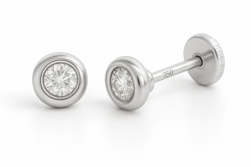 [00087B] 3MM WHITE GOLD STUD EARRINGS.