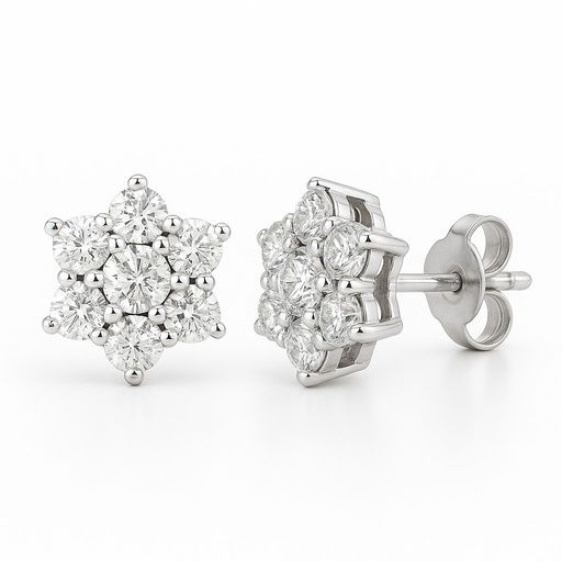 [B4111P/0.10] PENDIENTES CUAJO 7 BRILLANTES H-SI. 0.10 CT TW.