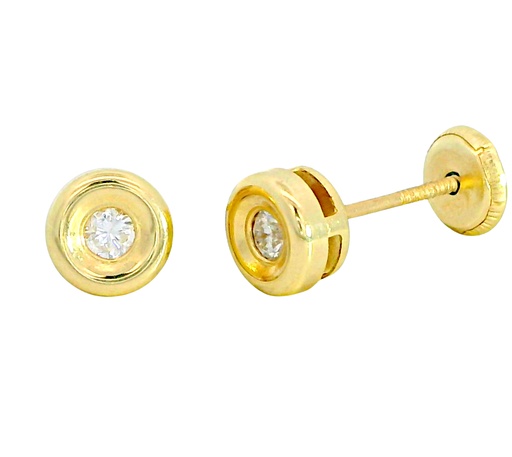 [B4120/0.10] PENDIENTES CHATON ESTAMPACION 5MM.BRILLANTES H-SI 1 0.10 CT TW