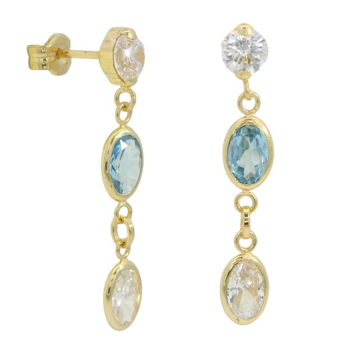[00093] PENDIENTES LARGOS 24MM LISO CON 1 PIEDRA EN COLOR AGUA MARINA (copia)