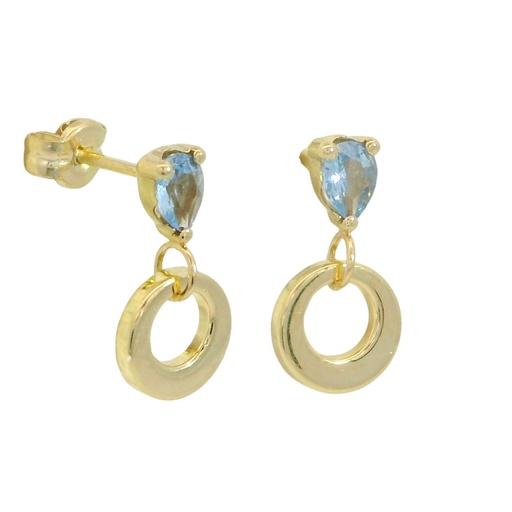 [00094] PENDIENTES LARGOS 24MM LISO CON 1 PIEDRA EN COLOR AGUA MARINA (copia)