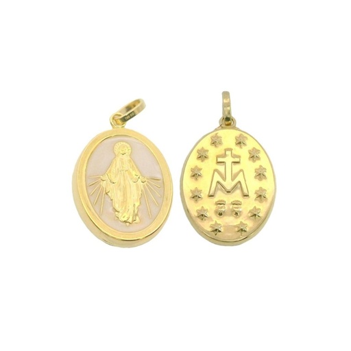 [5932/1N] 10MM MIRACULOUS MARY MOTHER OF PEARL PENDANT.