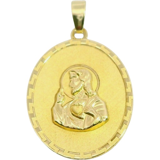 [00098] MEDALLA SAGRADO CORAZON DE JESUS OVAL CON GRECA.15X19MM