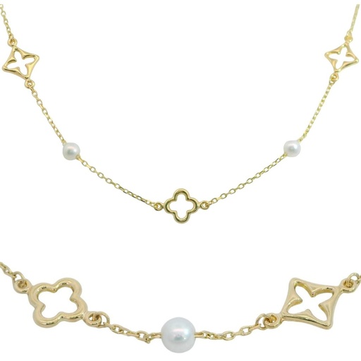 [00101] FLOWERS AND FRESHWATER PEARLS NECKLACE.45CM.