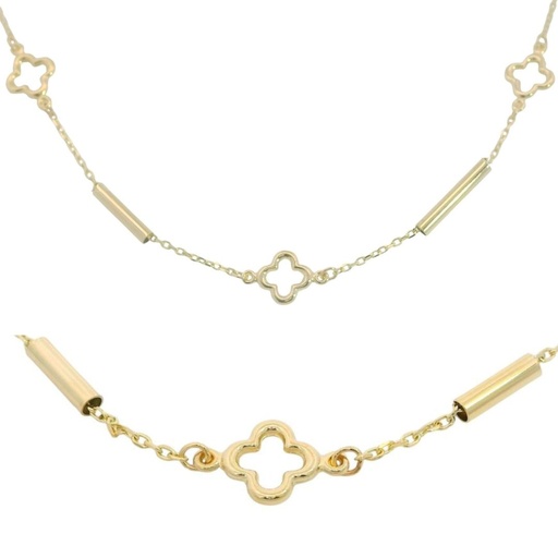 [00102] TUBES AND FLOWERS NECKLACE.45CM.