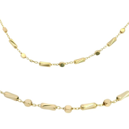[00103] GOLD BALLS AND TUBES NECKLACE.45CM.
