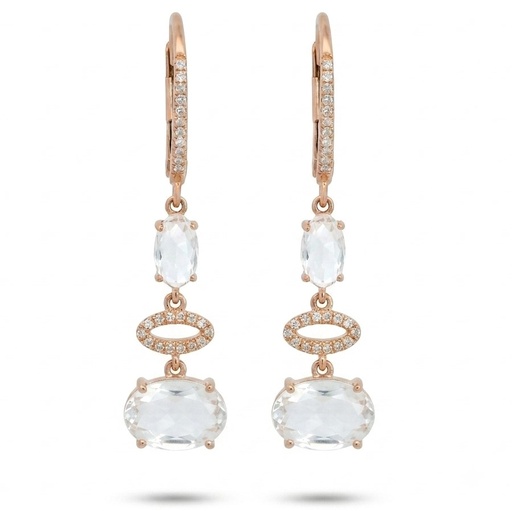 [B4209/0.12] PENDIENTES ORO ROSA  BRILLANTES Di 50 RD 0.12 CT.TW TOPACIO 4MM.