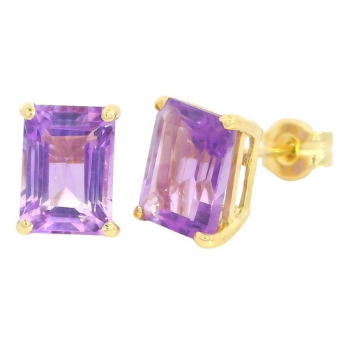 [3974AM] 7x5MM AMETHYST STUD EARRINGS.