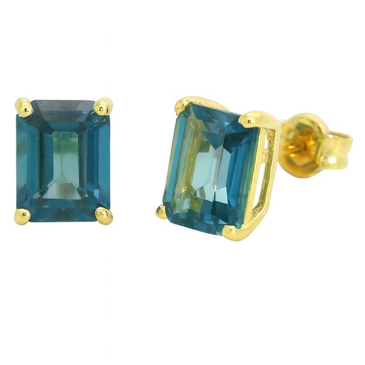 [3974L] 7x5MM LONDON BLUE TOPAZ STUD EARRINGS.