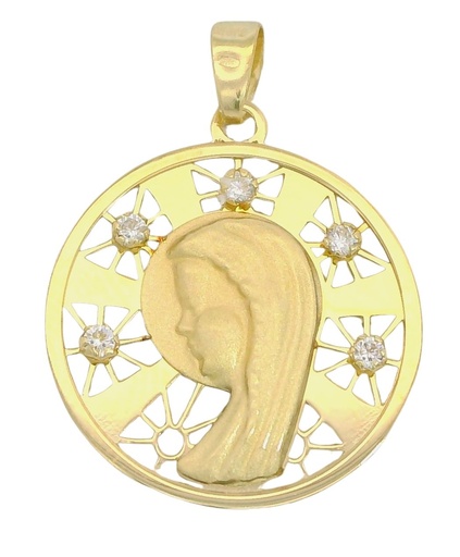 [00129/22] MEDALLA REDONDA VIRGEN CON CIRCONITAS.18MM. (copia)