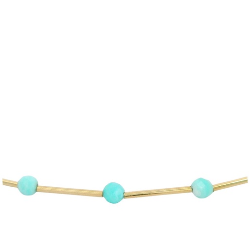 [00137PUT] PULSERA TUBOS CUBO PIEDRA AMAZONITA SEMIPRECIOSA 17CM