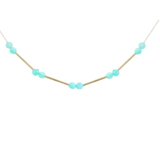[00133T] GOLD TUBES AND AMAZONITE NECKLACE