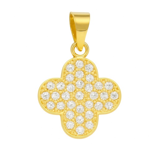 [00151] 15MM FLOWER PENDANT WITH CZ