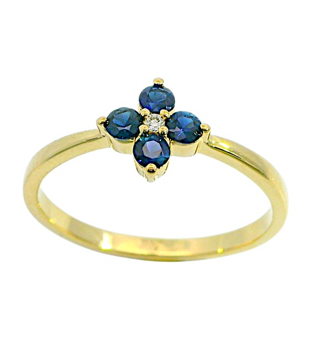 [B4219SZ] SORTIJA  BRILLANTES DI 1RD 0.01 CT 4 ZAFIROS 0.038 CT