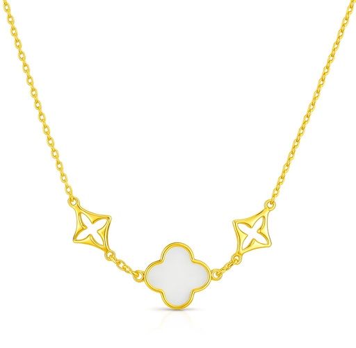 [00166] GARGANTILLA NACAR Y FLORES. CADENA 45CM.MOTIVO NÁCAR 10MM.