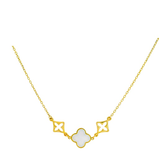 [00166] MOTHER OF PEARL FLOWER NECKLACE.45CM LENGHT