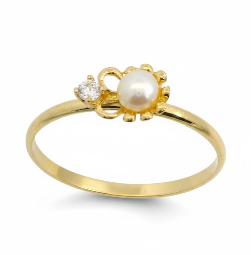 [00168/S] FIRST COMMUNION RING WITH FRESHWATER PEARL