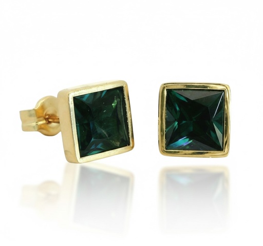 [5912L] 6x6MM LONDON BLUE TOPAZ STUD EARRINGS