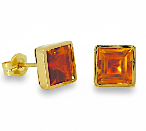 [5912C] 6x6MM MADEIRA CITRINE STUD EARRINGS 